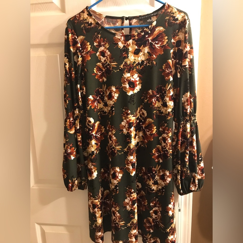 Green floral swing dress